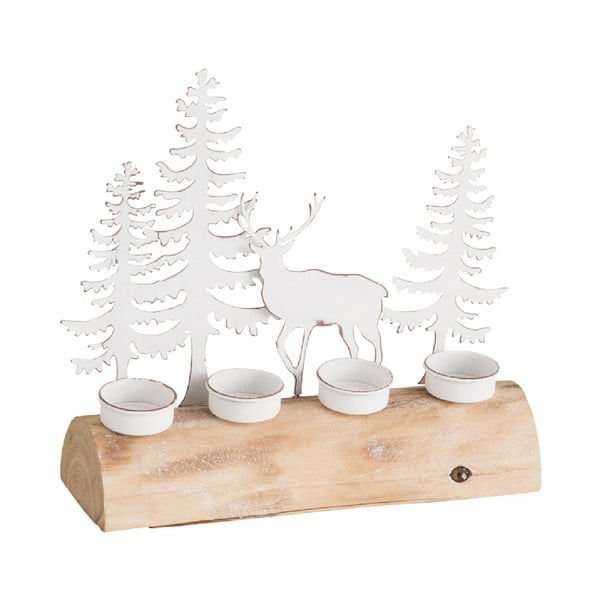 Дървен свещник за 4 чаени свещи Дървета - J-Line