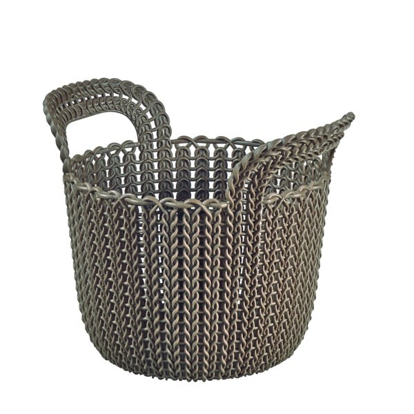 Кафява кошница за съхранение с дръжки Knit - Curver