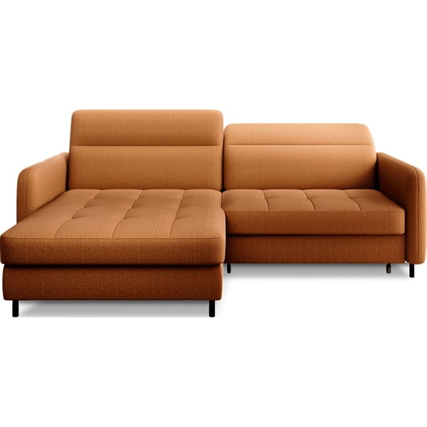 Жълт кадифен разтегателен ъглов диван с място за съхранение (ляв ъгъл) Gomsi – ELTAP