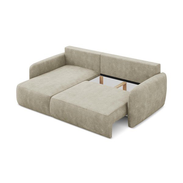 Бежов шенилов разтегателен ъглов диван с място за съхранение (ляв ъгъл) Lilo – Makamii-image-3