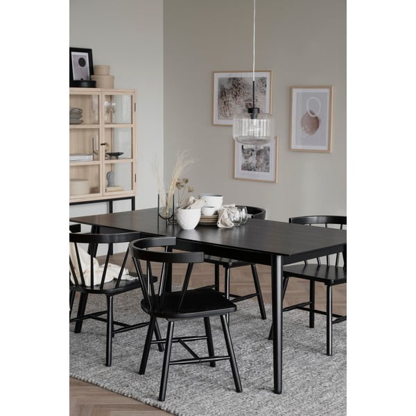 Черна маса за хранене , 180 x 90 cm Lotta - Rowico-image-2