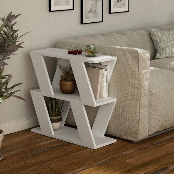 Бяла странична маса Lazena White - Decortie-image-1