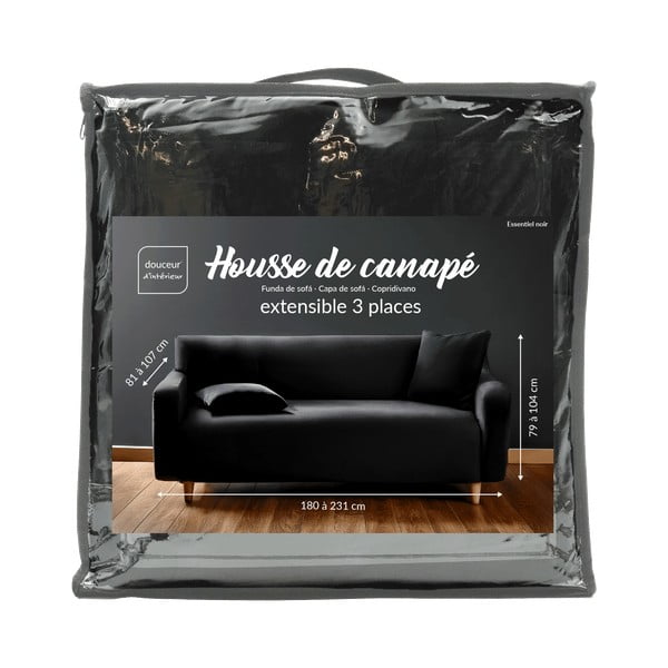 Черно триместно ластично покривало за диван Mila – douceur d'intérieur-image-3