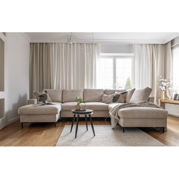 Бежов разтегателен ъглов диван от рипсено кадифе (десен ъгъл) Lofty Lilly – Miuform-image-4