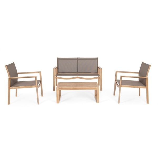 Алуминиев градински комплект от за отдих в естествен цвят за 4 Kallen   – Bizzotto