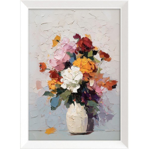 Печатна картина с включена рамка 56x75 cm White Vase – Styler