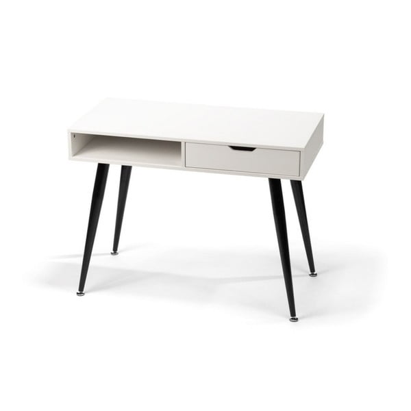 Бяло бюро за писане с черна метална основа loomi.design , 100 x 50 cm Diego - Bonami Essentials