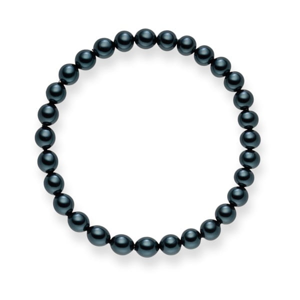 Tmavě modrý perlový náramek Pearls of London Mystic Dark Blue, délka 17 cm