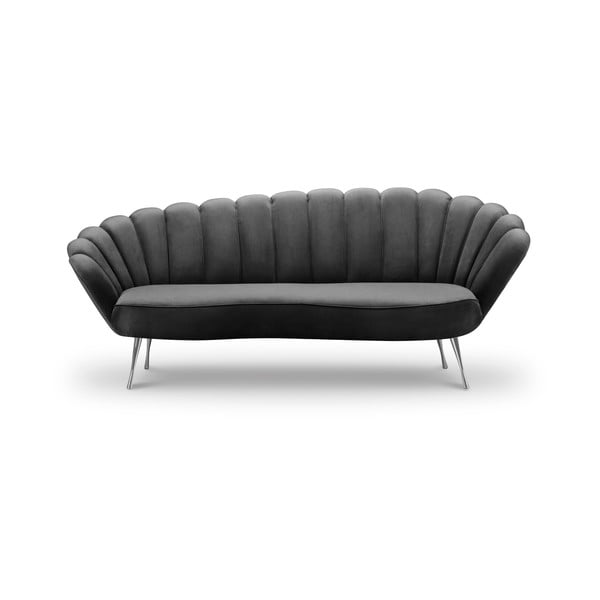 Асиметричен диван от тъмно сиво кадифе , 224 см Varenne - Interieurs 86