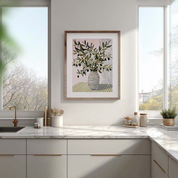 Печатна картина с включена рамка 40x50 cm Olive Bunch II – Styler-image-1
