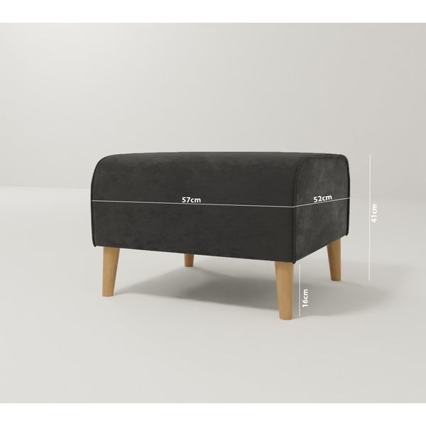 Тъмносиво кадифено столче за крака Carole - Ropez-image-3