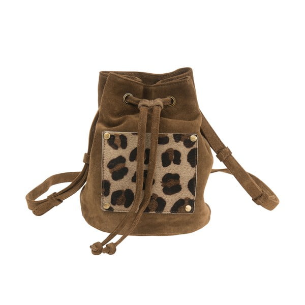 Semišový batoh O My Bag Leopard, béžový