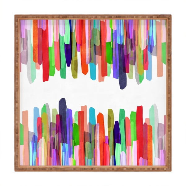 Дървен декоративен поднос за сервиране Colours, 40 x 40 cm - Unknown