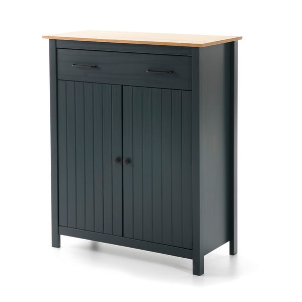 Тъмносин висок скрин от масивен бор 90x110 cm Miranda – Marckeric-image-2