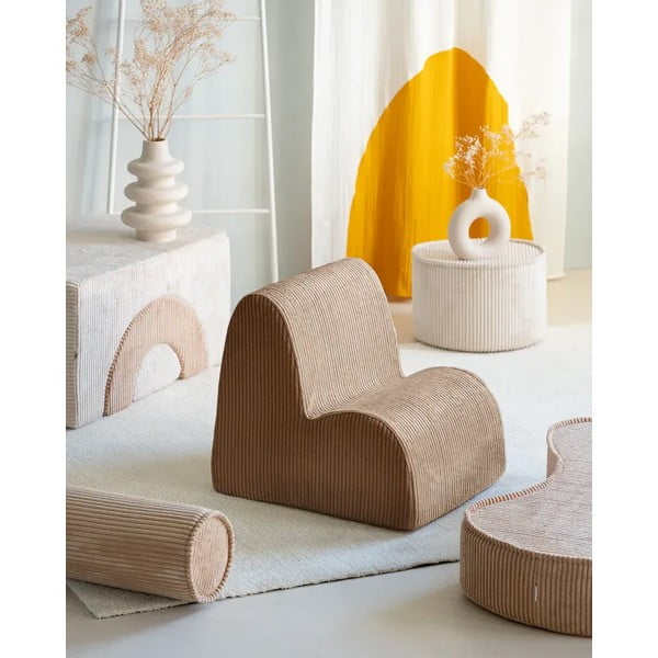 Светлокафява детска възглавница за диван от рипсено кадифе Roll – Wigiwama-image-2