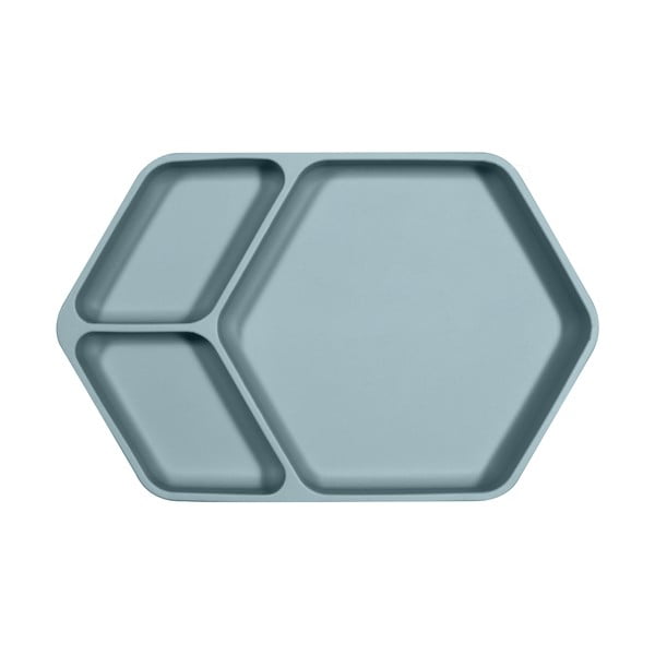 Синя силиконова детска чиния Квадрат, 25 x 16 cm - Kindsgut