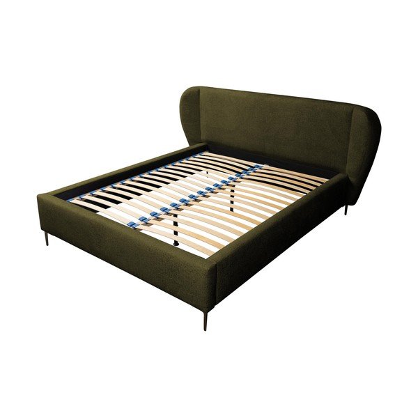 Тъмнозелено двойно тапицирано легло с включена подматрачна рамка 160x200 cm Makana – Makamii-image-2