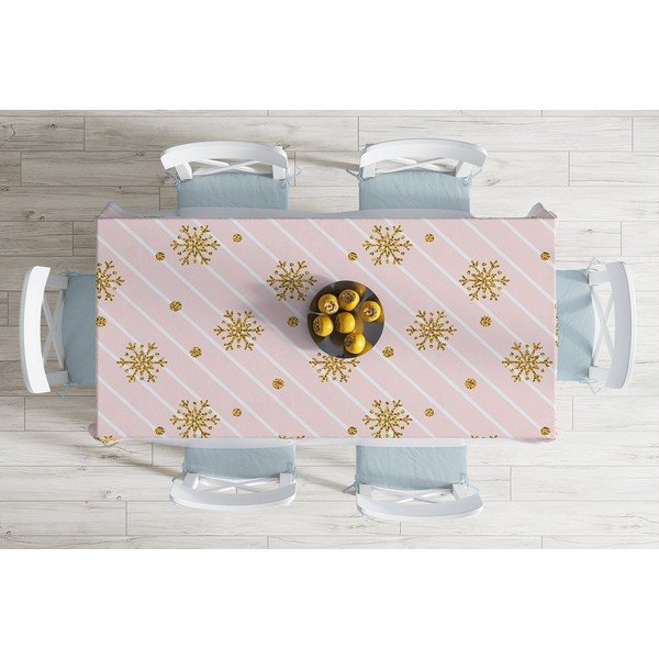 Коледна покривка за маса със смес от памук Golden , 140 x 180 cm Snowflakes - Minimalist Cushion Covers-image-1