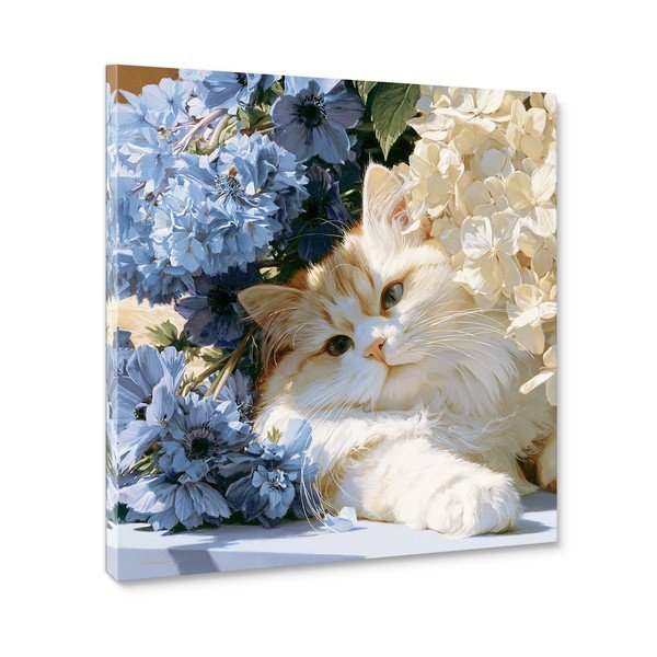 Печатна върху платно картина 32x32 cm Floral Feline – Styler-image-3