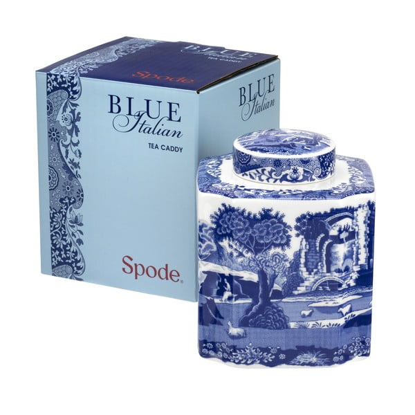 Бяла и синя порцеланова кутия за чай Blue Italian - Spode