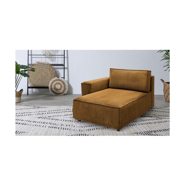 Модул за диван от велур в цвят горчица, ляв ъгъл Nihad modular - Bobochic Paris-image-1