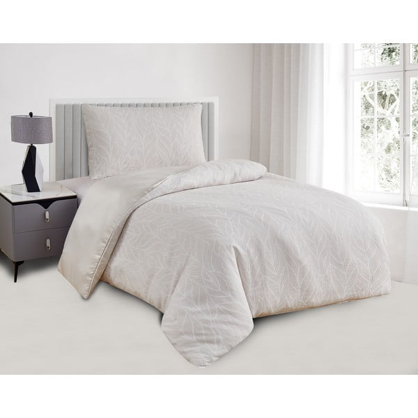 Бежово единично  спално бельо от жакард 140x200 cm Florida – My House-image-1