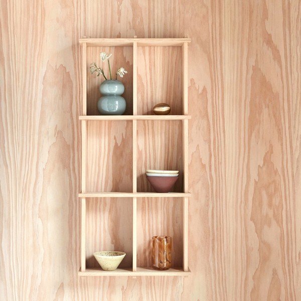 На няколко нива стенен рафт от масивен дъб в естествен цвят 37 cm Grid – OYOY Living Design-image-1