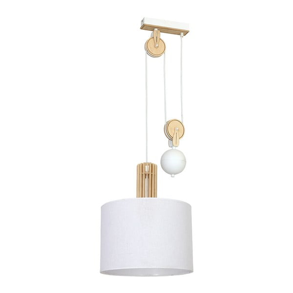 Бяла висяща лампа с дървени детайли Castro - Glimte