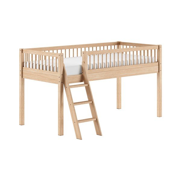 Детско повдигнато легло от масивен бук с включена подматрачна рамка в естествен цвят 90x200 cm Forrest – Vipack