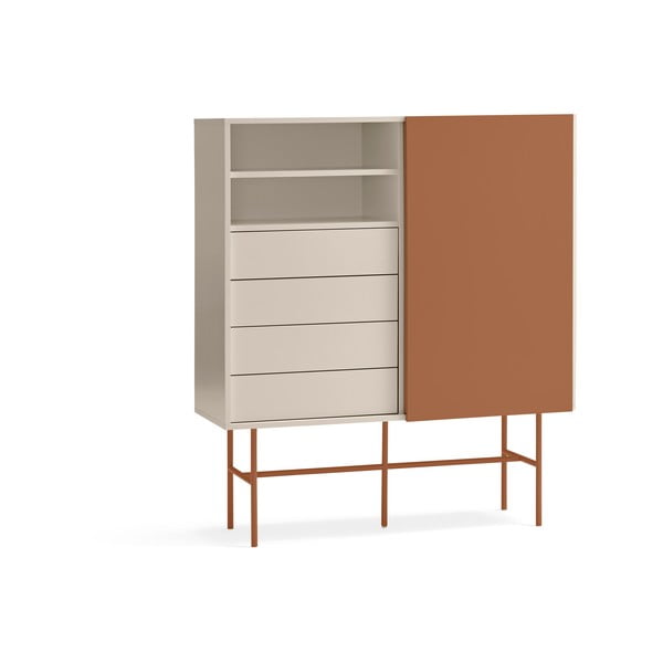 Висок скрин с плъзгащи се врати в светлосиво-тухлено 120x140 cm Nube - Teulat-image-3