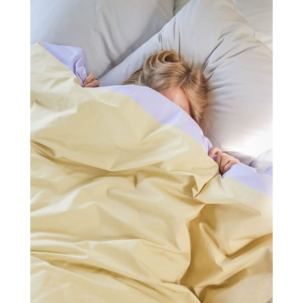 Бяло и бежово памучно спално бельо за единично легло 140x200 cm Block - Hübsch-image-4