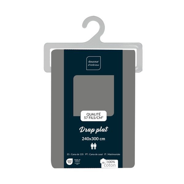 Сив памучен чаршаф 240x300 cm Lina – douceur d'intérieur-image-3