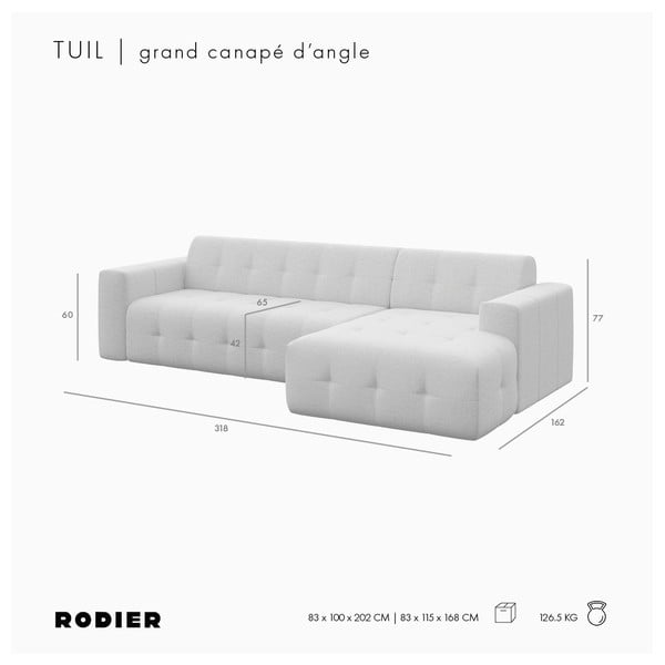 Светлокафяв кадифен ъглов диван (десен ъгъл) Tuil – Rodier-image-4