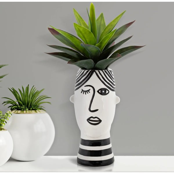 Черно-бяла порцеланова ваза Face - Mauro Ferretti-image-1