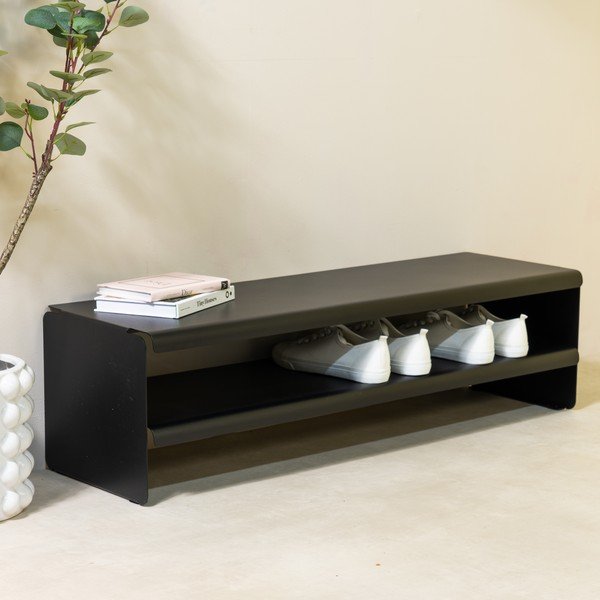 Черна стоманена стойка за обувки 101,5x28x31 cm Linea – Spinder Design-image-1