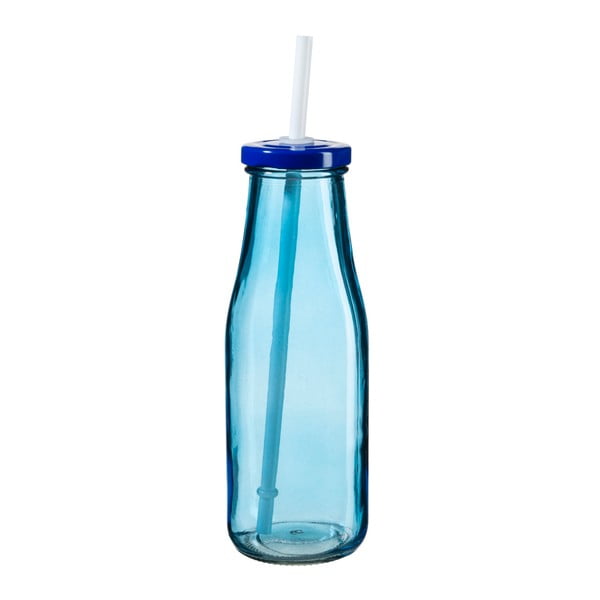 Modrá lahev s víčkem a brčkem SUMMER FUN II, 440 ml