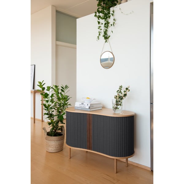 Кафяв нисък скрин в дъбов декор с плъзгащи се врати 100x67 cm Audacious - UMAGE-image-4