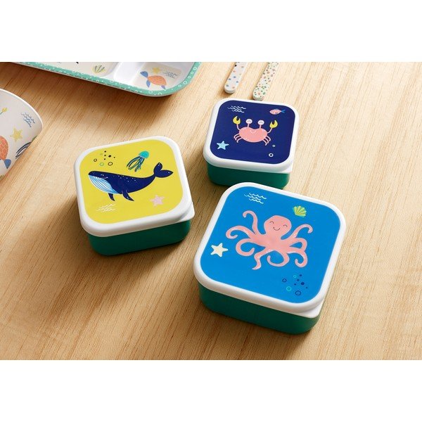 Зелени пластмасови детски кутии за храна 3 бр. Ocean – Ladelle-image-1