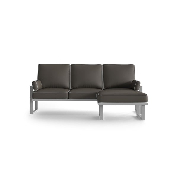 Сив ъглов диван с подвижна подложка за крака и бяла рамка - Marie Claire Home