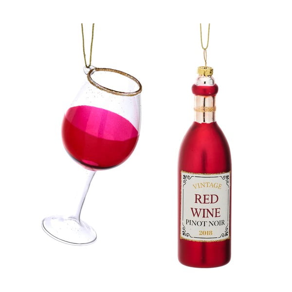 Стъклени коледни украси в комплект от 2 бр. Red Wine – Sass & Belle