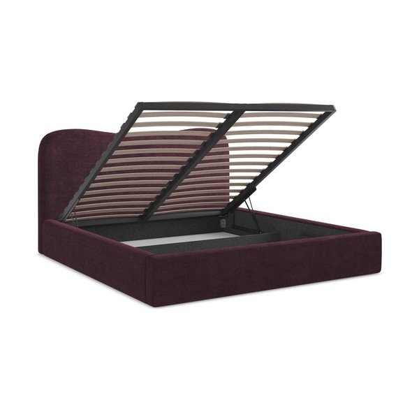 Тъмнолилаво двойно легло 140x200 cm тапицирано с място за съхранение с включена подматрачна рамка Kahai – Makamii-image-3