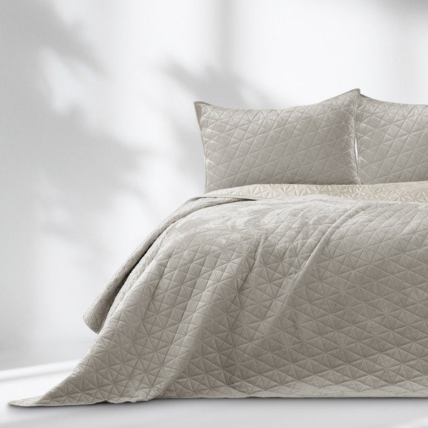 Сиво-бежово капитонирано покривало за легло 240x260 cm Laila – Restilo-image-2