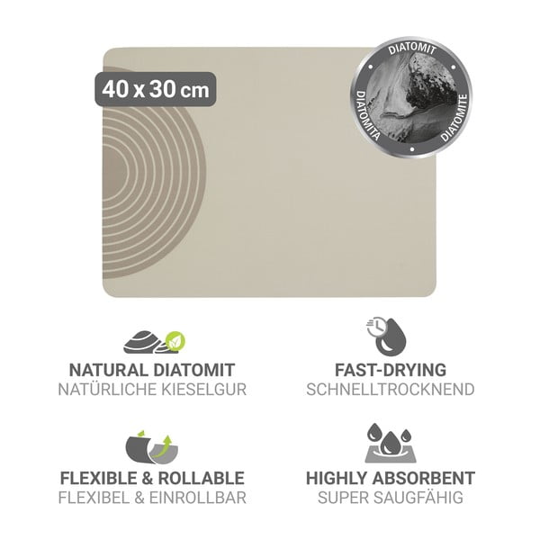 Бежова гумена тавичка за оттичане за съдовете 40x30 cm Dima – Wenko-image-3