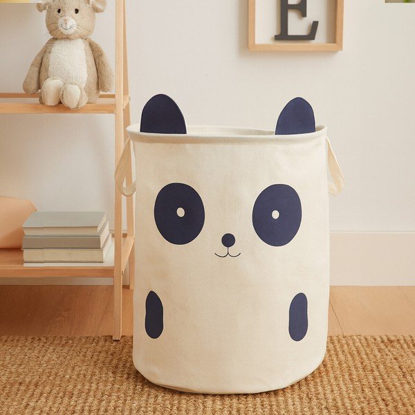 Бяла текстилна детска кошница за играчки ø 38x48 cm Mimo Panda Face – Premier Housewares-image-1