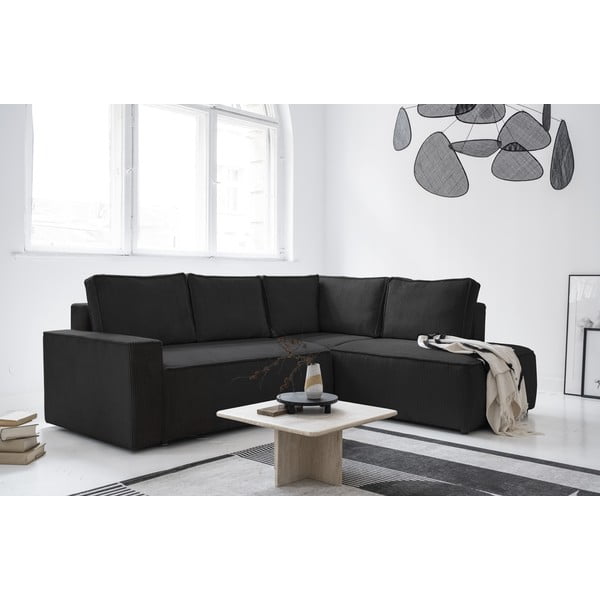 Антрацитен разтегателен ъглов диван от рипсено кадифе (десен ъгъл) Brave Dave – Miuform-image-3