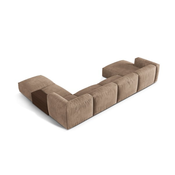 Светлокафяв кадифен модулен ъглов диван (десен ъгъл/U форма) Martina – Micadoni -image-2