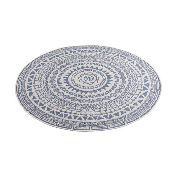 Синьо-кремав килим на открито , ø 140 cm Coron - NORTHRUGS-image-2