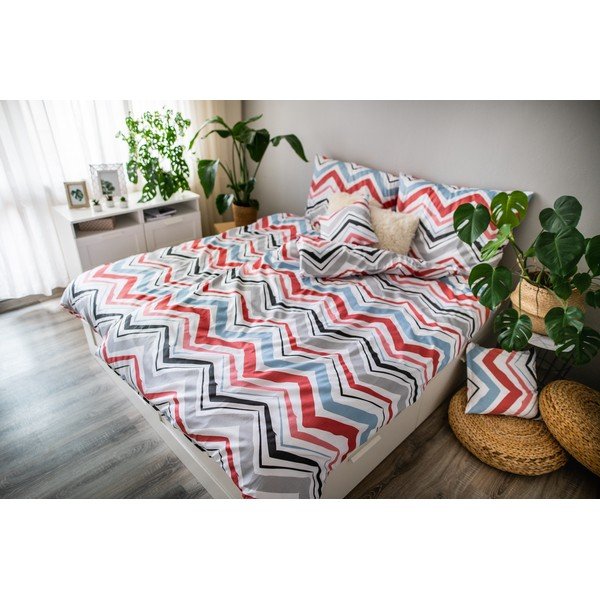 Синьо /сиво единично  3 части спално бельо от памучен сатен 140x200 cm Marina – JAHU collections-image-3