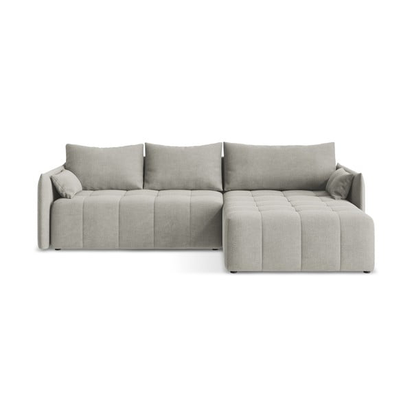 Светлосив разтегателен ъглов диван с място за съхранение (десен ъгъл) Moku – Makamii