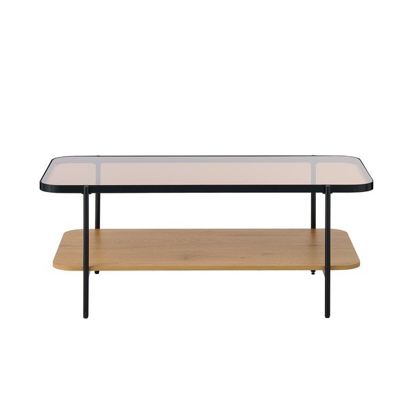 Масичка за кафе със стъклен плот в естествен цвят 60x120 cm Hassel – Unique Furniture-image-2